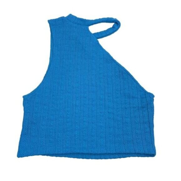 Zara Cable Knit Cut Out Blue Top Large - Picture 7 of 7